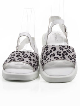 08-PEXL225-1 WHITE/LEOPARD Босоножки женские (натуральная кожа, натуральная замша)