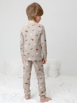 К 1552/северные зверята на бежевом пижама дет
