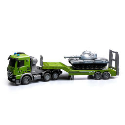 Машина "Военный автовоз" с танком р/у 27 MHz, в коробке