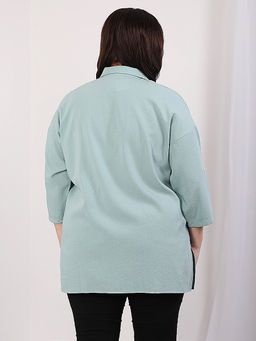 Рубашка светло-бирюзовая женская больших размеров - Almond фото 2