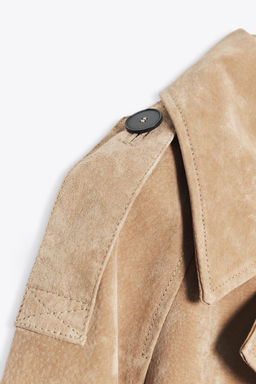 100% LEATHER SHORT TRENCH COAT