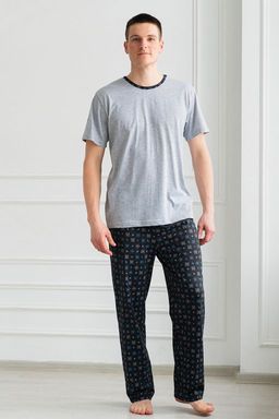 Пижама мужская из футболки с коротким рукавом и брюк из кулирки Генри антрацит - Амадэль фото 4
