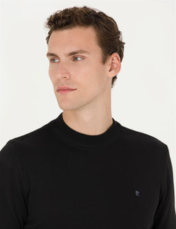 Siyah Slim Fit Yar_m Bal_k__ Yaka Basic Triko Kazak - Pierre cardin фото 2