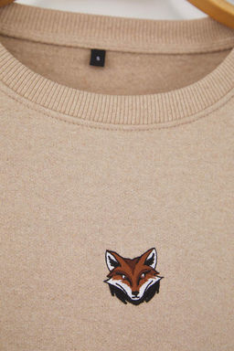 Tas Oversize/Genis Kesim Bisiklet Yaka Uzun Kol Hayvan Nak?sl? Sweatshirt TMNAW24SW00169