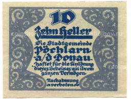 Банкнота 10 геллеров 1920 года Австрия Пёхларн (нотгельд)