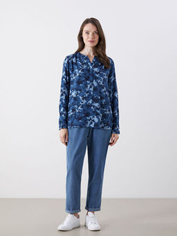 Ka??k Yaka Desenli Bluz