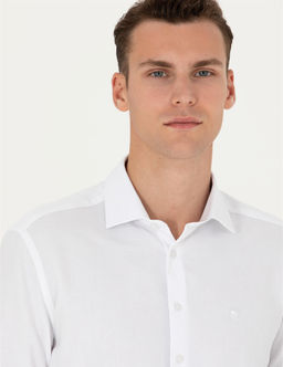 Beyaz Slim Fit Uzun Kollu G_mlek