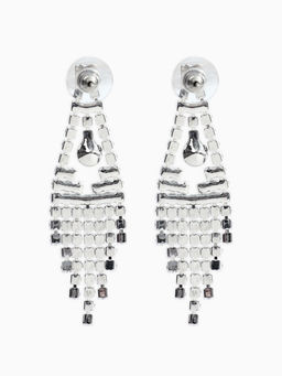 Набор 2 пред-а: серьги, колье со стразами "Лёд" зигзаг, d=13,5см, цвет белый в серебре