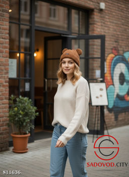 Шапка женская с ушками на флисе