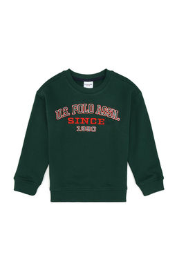 Erkek _ocuk Koyu Ye_il Bisiklet Yaka Sweatshirt Sepette S_rpriz _ndirim