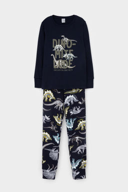 К 1541/24/индиго,цветные динозавры пижама дет