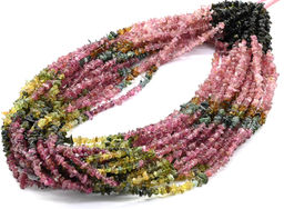 Бусины из турмалина крошка 4*1мм, 44см Радуга камня