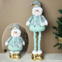 Новогоднее украшение Снеговик на телескопических ножках 35/60 см / HZ010 /уп 60/бирюзовый - Галеонтрейд фото 5