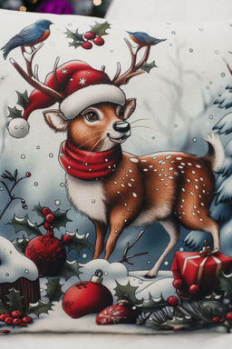 Наволочка декоративная новогодняя 2 шт рогожка