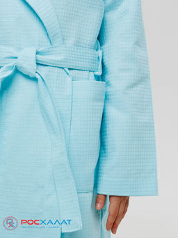 Подростковый вафельный халат с капюшоном мятный В-18 (19)