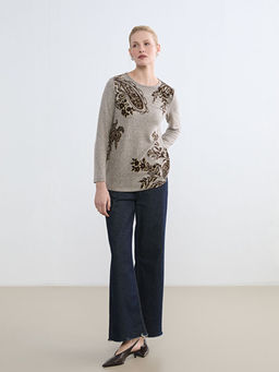 Bisiklet Yaka Desenli Kad?n Ti??rt