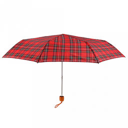 Зонт механический Шотландка плащевка, 8 лучей, д/купола 94см, 3 сложения, 24см в сложенном виде, пластмассовая ручка, красный с зеленым, 210гр (Китай) - Домашняя мода фото 2