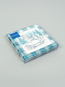 Цена за 3 шт. Салфетки бумажные трёхслойные Скатерть с лошадью на зеленом, 33?33, 20 шт.