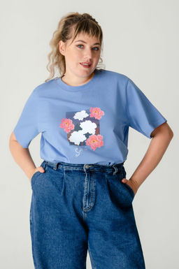 Арт. 31138 Футболка женская оверсайз 50-58 (5 шт) Цвет:Голубой - Калинка фото 8