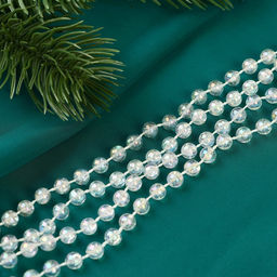 Цена за 2 шт. Бусы на ёлку Льдинка, длина 2.7 м, d=5 мм, прозрачные, перламутровые - Зимнее волшебство фото 2