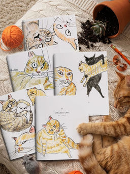 Цена за 2 шт. Тетрадь 48 л. А5 кл. скреп. офс. LOREX STRIKING CATS мел. карт. двойная обложка запечатка форзаца, мат.лам., эмбоссинг