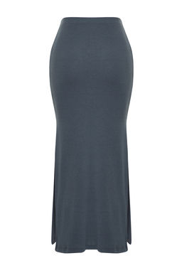 TRENDYOLMILLA Ac?k Antrasit Y?rtmac Detayl? Vucuda Oturan Yuksek Bel Fitilli Esnek Maxi Orme Etek TWOSS22ET0449  фото 13
