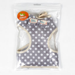 Комплект с мягкой шлейкой Горох, размер М, поводок 120 х 1,5 см, ОГ 34-66 см, серый - Пижон фото 10