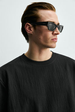 CAMISETA RELAXED FIT ESTRUCTURA / Negro - Zara фото 12