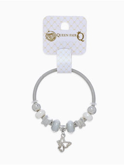 Браслет с жемчугом «Марджери» бабочка, серебристо-белый в серебре, d=6.5 см