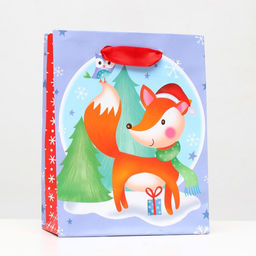 Цена за 12 шт. Пакет ламинированный Новогодняя лисичка 11,5 х 14,5 х 6 см - Simaland фото 5