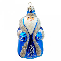 Елочная игрушка фигурка стеклянная Дедушка Мороз-2 д6см, h12см, ручная художественная роспись, подарочная упаковка (Россия)