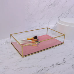 Органайзер для хранения «PINK RIPPLES», стеклянный, 29×17.5×6 см, цвет медный, розовый