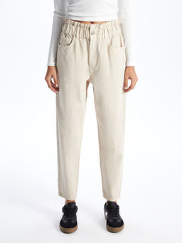 Beli Lastikli Slouchy Fit Kad?n Jean Pantolon