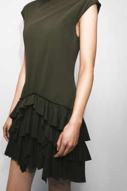 VESTIDO CORTO VOLANTES / Khaki - Zara фото 2
