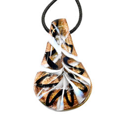 Кулон из муранского стекла Лист 33*55мм цв.черный