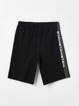 Beli Lastikli Bask?l? Erkek ?ocuk Pijama ?ort
