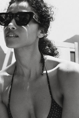 TOP BIKINI CORTINILLA ESTAMPADO TOPOS / Negro - Zara фото 7