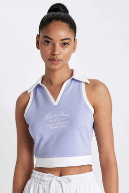 DeFactoFit Crop Polo Yaka Bask?l? Sporcu Atlet  фото 2
