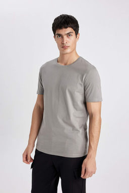 Regular Fit Bisiklet Yaka K?sa Kollu Basic Duz Tisort - Defacto фото 5