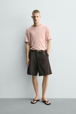 CAMISETA VISCOSA - LINO CONTRASTE / Rosa claro