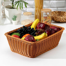 Корзина для продуктов Доляна, 403015 см, пластик, плетёная, коричневая