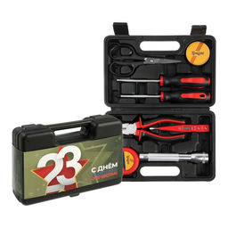 Набор инструментов в кейсе ТУНДРА 23 ФЕВРАЛЯ, в подарочной упаковке, 8 предметов