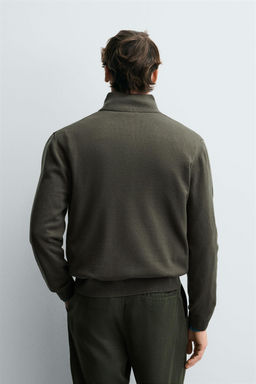 BUTTON-UP HIGH NECK SWEATER
