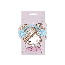 Набор заколок для волос клик-клак, глянцевые, арт. 71733 / 10 ЦВЕТОЧКИ (в наборе: 2шт., 5,8 см, че