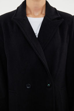 Trendyolmilla Vizon Kruvaze Regular Yunlu Midi Kaban TWOAW25KB00016  фото 13