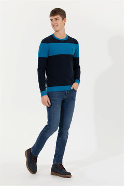 U. S. Polo Assn Мужской темно-синий трикотажный свитер с круглым вырезом - U.s. polo assn фото 10