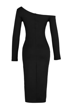 Siyah Tas Dugme Detayl? Orme S?k Abiye Elbise TPRAW23EL00268 - Trendyolmilla фото 8