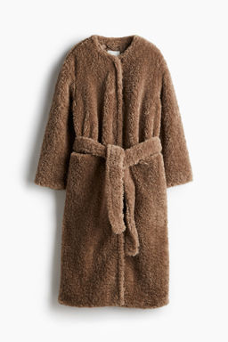 Abrigo efecto pelo con cinturon de anudar - H&m фото 7