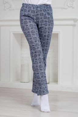 Брюки женские домашние из кулирки Барокко лен цветы полярная ночь - Амадэль фото 4