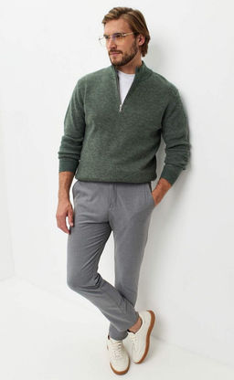 Джемпер мужской с воротником-стойкой на молнии F321-15304Rus зеленый - Fine joyce фото 4